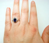 Platinum 1.42ct Blue Genuine Natural Sapphire and Diamond Ring w/ Report (#J487)