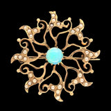 Victorian 10k Rose Gold Opal and Seed Pearl Starburst Pin Pendant w/Bail #J7552