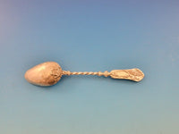 Emile Huignard French Sterling Silver Coffee Spoon Bright-Cut Back Birds Leaves