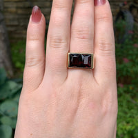 14k Yellow Gold Men's Modern Genuine Natural Garnet Ring Size 8.5 (#J7305)