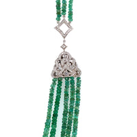 14k Gold 300 Carat Genuine Natural Emerald Bead Multi Strand Necklace (#J5399)