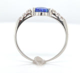 Platinum Australian Genuine Natural Black Opal and Diamond Ring Size 6.5 #J6546