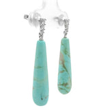 Platinum and Diamond Pair of Tyrone Turquoise Briolette Drop Earrings (#J7137)
