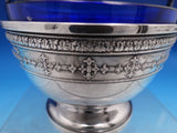 Watson Sterling Silver Sugar Basket with Swing Handle Cobalt Liner #7503