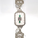 10k White Gold Art Deco Rock Crystal Quartz Bracelet (#J5536)