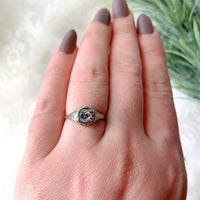 14k White Gold Filigree Deco .47ct Genuine Natural Aquamarine Ring Size 7 #J7155