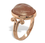 14k Rose Gold 7.22 Carat Oval Cabochon Cut Oregon Genuine Sunstone Ring (#J7536)
