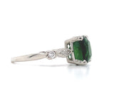 Platinum 3.24ct Green Genuine Natural Tourmaline Ring Jewelry (#J5715)