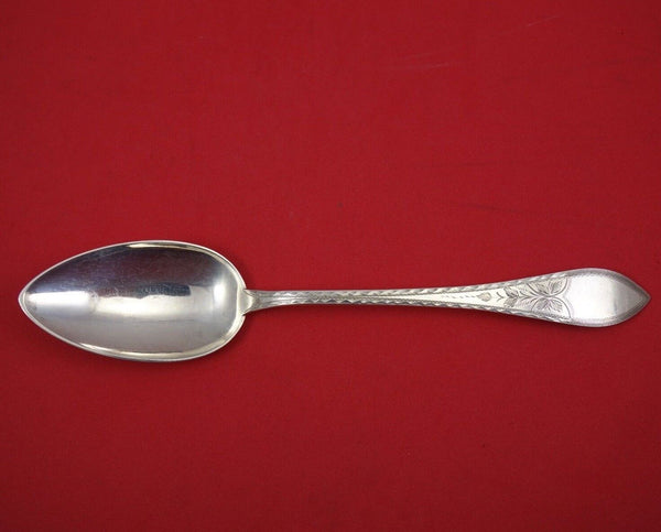 Danish Sterling Silver Serving Spoon Bright-Cut Circa 1913 8 1/2"