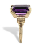 14k Yellow Gold 5.79 Carat Genuine Natural Amethyst Ring Size 6.25 (#J7614)