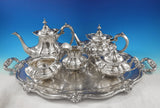 Hampton Court by Reed and Barton Sterling Silver Tea Set 5pc w/ SP Tray (#9019)