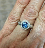 1.03 Carat Teal Genuine Natural Sapphire and Diamond Ring 14k Gold (#J5220)