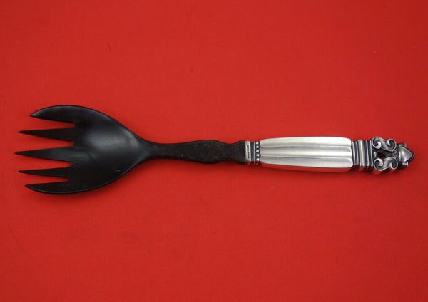 Acorn by Georg Jensen Sterling Silver Salad Serving Fork HH w/ Horn 8"
