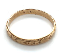 14k Yellow Gold Wedding Band Ring with Flowers Size 9.25 Jewelry (#J7073)