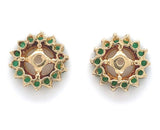 14k Yellow Gold Pair of Earring Jackets w/ Genuine Natural Emerald Halo (#J6686)