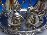 Grande Baroque by Wallace Silverplate Tea Set 4pc with Tray (#8643) Lovely!