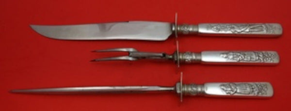 Fontainebleau by Gorham Sterling Silver Roast Carving Set 3pc Knife 15" w/Scenes