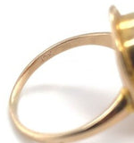 Antique Genuine Natural Coral Cameo 10k Yellow Gold Ring Size 5.75 (#J5942)