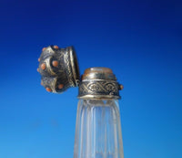 Sterling Silver and Cut Crystal Perfume Bottle Gilded with Coral Beads (#5551)