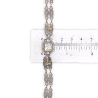 10k White and Yellow Gold Art Deco Filigree Bracelet 6.75" Jewelry (#J6740)