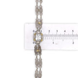 10k White and Yellow Gold Art Deco Filigree Bracelet 6.75" Jewelry (#J6740)