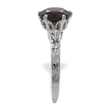 14k White Gold Victorian 1.90 Carat Genuine Garnet Ring Size 5.5 (#J7476)