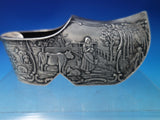 Dutch .830 Silver Ashtray Wooden Shoe Form Pastoral Scenes Cow Sheep (#6074)