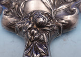 Sterling Silver Hand Mirror with Iris Poppy Chrysanthemum Floral Motif (#9298)