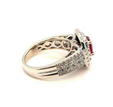 14k White Gold Jedi Red Genuine Natural Spinel and Diamond Ring (#J5260)