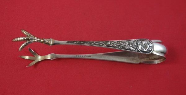 California Coin Silver Marked S.F. Cal - Sterling Sugar Tong Floral 4 5/8"