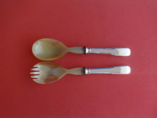 Eighteen Ten 1810 by Fina-Italy Sterling Silver Salad Serving Set 2pc Orig 9"