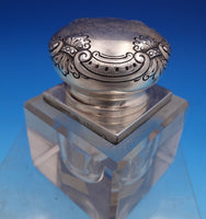 Ferdinand Fuchs and Co Sterling Silver and Crystal Inkwell #446 4" x 3" (#0381)