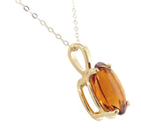 14k Yellow Gold 5.87 Carat Dark Orange Genuine Natural Citrine Pendant (#J6724)