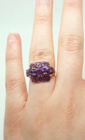10k Yellow Gold Ring with Seven Carats of Genuine Natural Amethysts (#J3034)