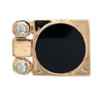 14k Yellow Gold Men's Modern Genuine Natural Black Onyx Diamond Ring (#J7306)