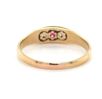 14k Gold Diamond and Synthetic Lab-Created Ruby/Paste Victorian Ring (#J6295)