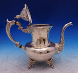 Chrysanthemum Japanese .950 Silver Tea Set 4pc with Silverplate Tray (#8818)