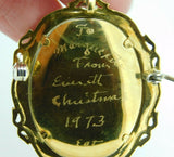 18k Hand Painted Portrait Pin / Pendant with Genuine Natural Diamonds (#J4309)