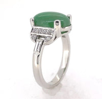18k White Gold 4.17 Carat A Jadeite Jade and Diamond Ring w/ GIA Report (#J7014)