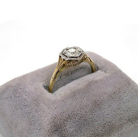 14k Yellow Gold Art Deco 1/3ct Genuine Natural Diamond Ring (#J5422)