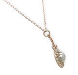 9k Rose Gold Victorian Faux Pearl Lavaliere Pendant with 14k Chain (#J7101)