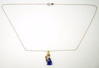 14k Gold 3.47ct Trillion Genuine Natural Tanzanite Pendant with Diamonds (#J718)