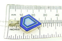 14k White Gold Genuine Natural Opal and Lapis Intarsia Pendant (#J4208)