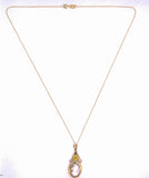 9k Rose Yellow Gold Genuine Natural Coral/Shell Cameo Pendant Necklace (#J5784)