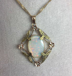 10k Yellow Gold Victorian 3.73 Carat Opal Lavaliere Pendant (#J5316)