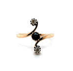 14k Gold Victorian Mine Cut Genuine Natural Diamond and Sapphire Ring (#J5496)