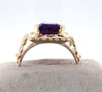 12k Rose Gold 2.86ct Genuine Natural Amethyst Ring Jewelry Modernist (#J5848)