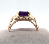 12k Rose Gold 2.86ct Genuine Natural Amethyst Ring Jewelry Modernist (#J5848)