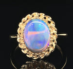 10k Yellow Gold 1.53 Carat Oval Genuine Natural Opal Ring Size 6 (#J6946)