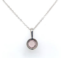 14k Gold .58ct Pink Genuine Natural Morganite Pendant with Diamond Halo (#J6469)
